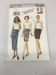 3326 BUTTERICK EZ 3 PC WRAP TIED SKIRT 3 LENGTHS PATTERN LG-XL,XS-M